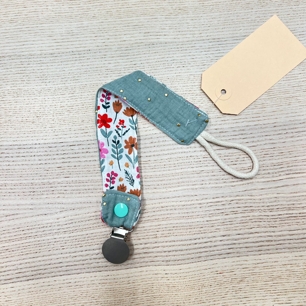 [FC-123] Attache tétine - Fleur de coton - Fleurs Printemps