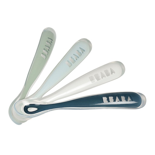 [3384349134136] 4 cuillères silicone premier âge - Beaba - multi bleu
