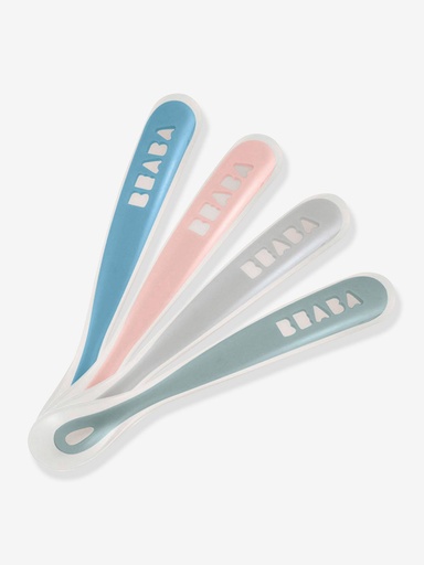 [3384349134655] 4 cuillères silicone premier âge - Beaba - multi eucalyptus