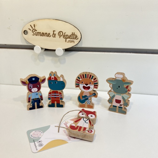 [B01178] Set de personnages en bois - Lilliputiens - Super métiers
