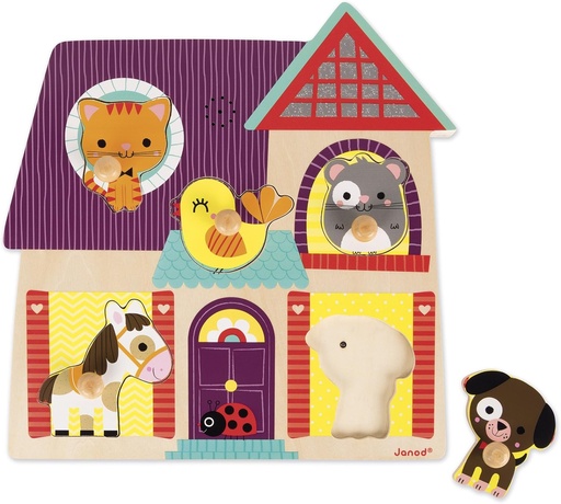 [3700217370787] Puzzle musical en bois - Janod - Mes premiers compagnons