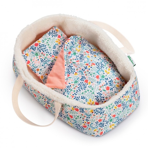 [5414834833058] Couffin en tissu - Lilliputiens - Flowers (pour poupon de 36 cm)