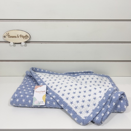 [B01289] Couverture 100x120 - Zara - bleu étoiles