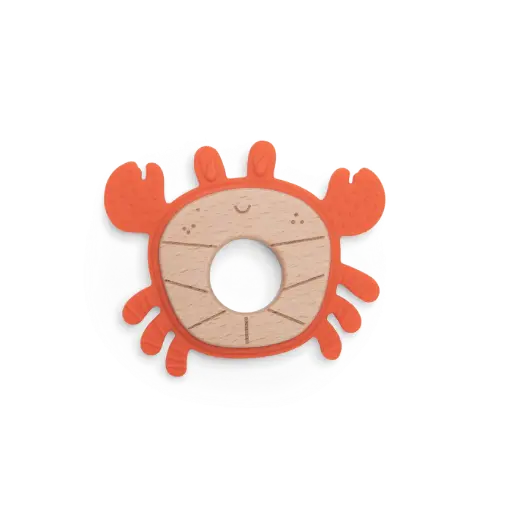 [3575676763735] Anneau de dentition en bois/silicone - Moulin Roty -  Crabe