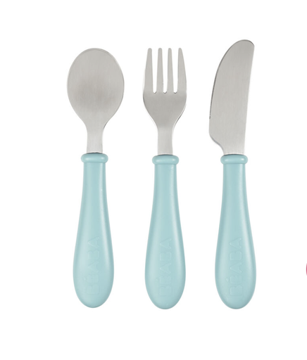 [3384349134617] Set de 3 couverts en inox - Beaba - airy green