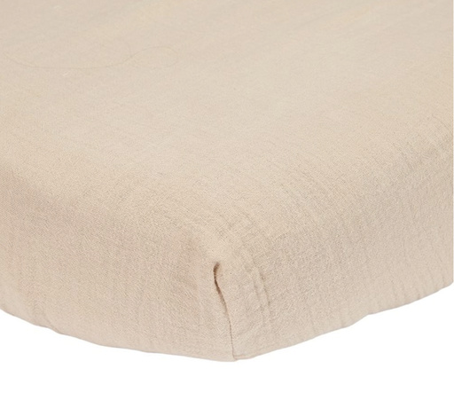 [8720847024138] Drap housse lit 60x120 - Little Dutch -  mousseline beige