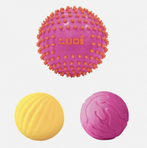 [3550833300220] Balles sensorielles - Ludi - Lot de 3 balles roses