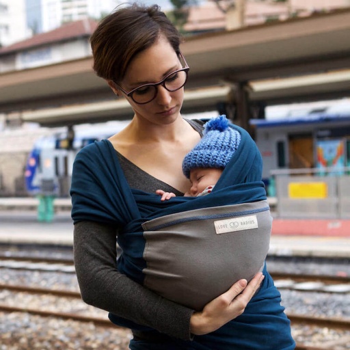 [3760218241271] Echarpe de portage - Love Radius - L'originale JPMBB Bleu paon/éléphant