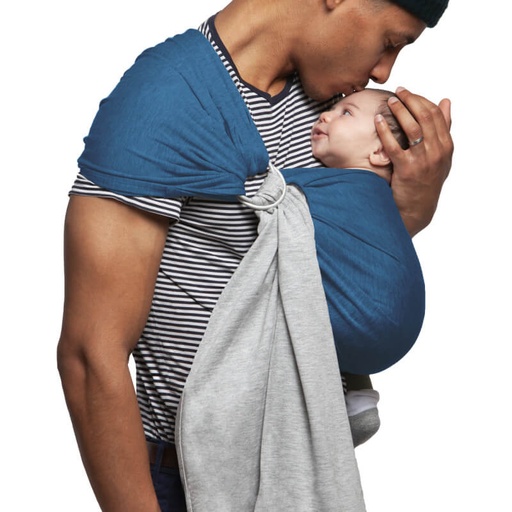 Sling - Love Radius - La petite écharpe sans noeud  Gris chiné/bleu canard (réversible)