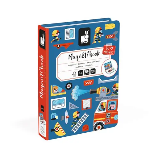 [3700217325831] Jeu éducatif - Janod - Magnétibook Pompiers