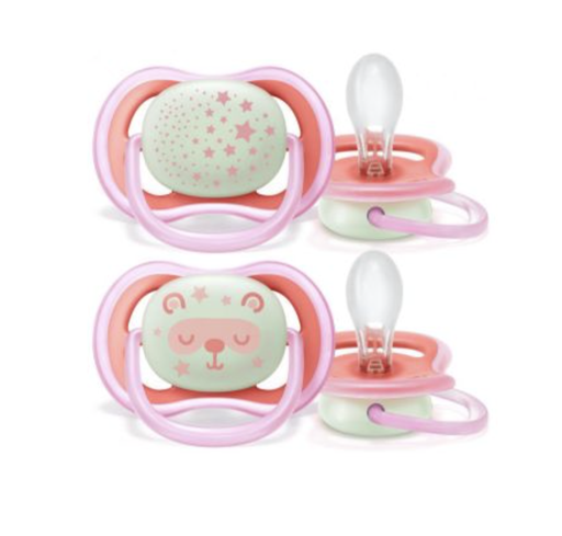 Sucettes 6+ - Avent - Ultra air night rose/mauve