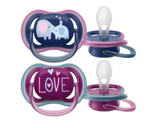 [8720689012942] Sucettes 18+ - Avent - Ultra air éléphant rose/mauve