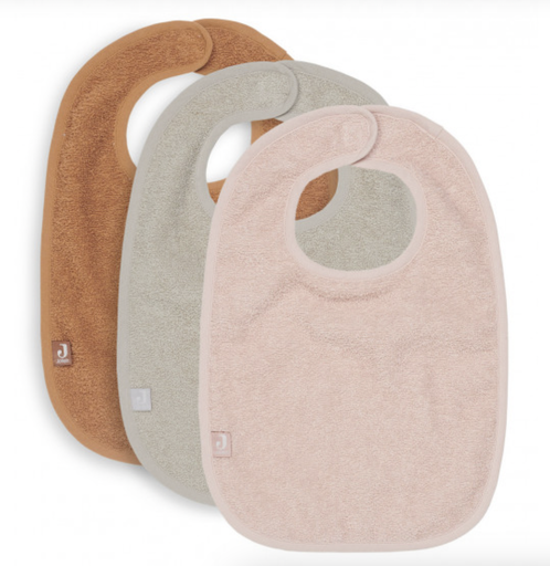 [8717329364790] Lot de 3 bavoirs éponge - Jollein - Pale pink Nougat Caramel