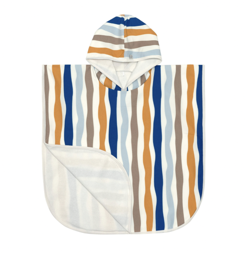 [4066239123930] Poncho de plage anti UV - Lässig - bleu/blanc