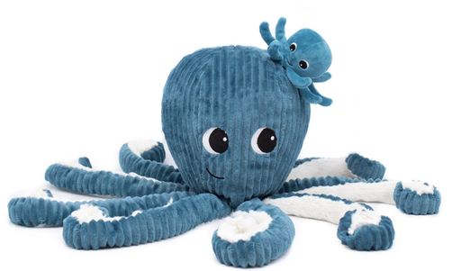 [4895242700285] Peluche - Déglingos - Pieuvre Filou et son bébé Bleu 45cm