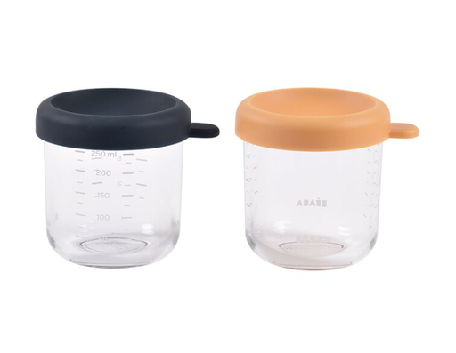 [3384349140106] Pots de conservation en verre - Beaba - 2 portions 250ml   night blue/honey