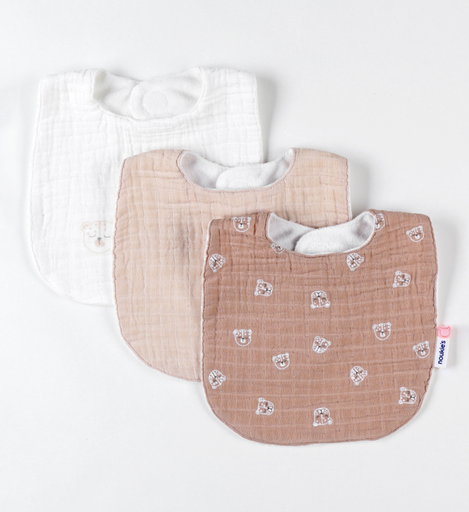 [5414220152336] Set de 3 bavoirs - noukie's - Léopard Mousseline/éponge