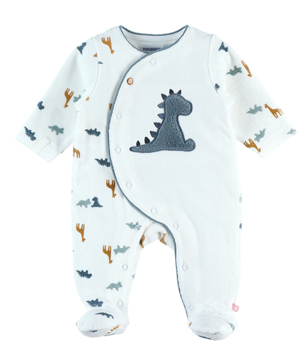 [5413042709797] Pyjama en velours - noukie's - Dinosaure blanc/bleu 1 mois