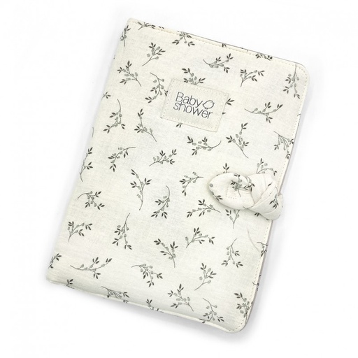 [7427244685627] Protège carnet de santé - Babyshower - Knot olive bloom