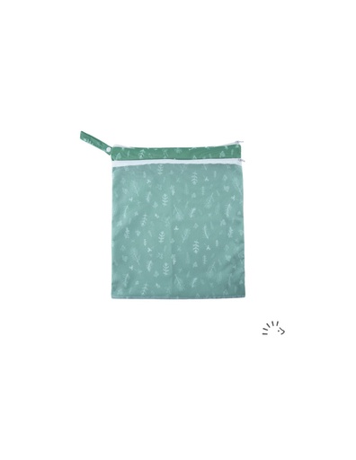 [9006720123877] Sac à couches avec zip et filet - Green Leaves