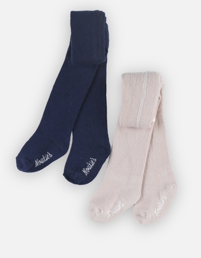 [5414220111920] Set de 2 collants - noukie's - beige/bleu marine 12/18 mois (22) 