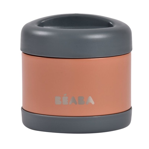 [3384349140199] Portion isotherme en inox- Beaba - Thermoportion mineral grey/terracotta 500ML 