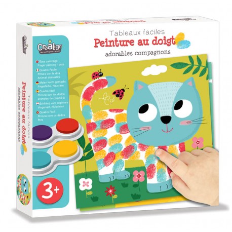 [3760119713693] Peinture au doigt  - Créa Lign -  adorables compagnons ( 24,5 x 24,5 x 4,5 cm ) 