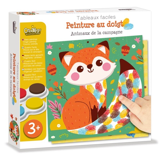 [3760119714096] Peinture au doigt  - Créa Lign -  Animaux de la campagne ( 24,5 x 24,5 x 4,5 cm )    