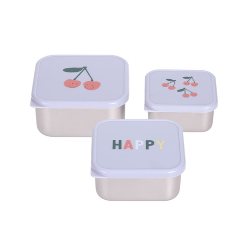 [4066239152565] Lot de 3 boîtes à gouter - Lässig - Inox Happy Fruits, Cerise