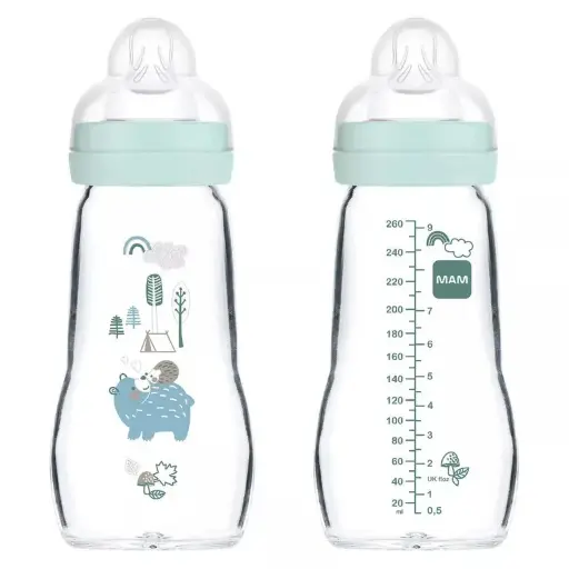 [4042894592502] Biberon - MAM - Feel Good en verre mat bleu