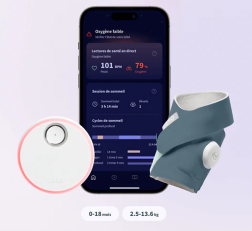 Système de surveillance pour bébé - Owlet - Dream Sock 0/18 Mois Bleu Sommeil