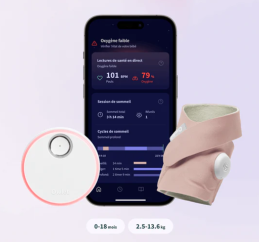 Système de surveillance pour bébé - Owlet - Dream Sock 0/18 Mois Rose Poudré
