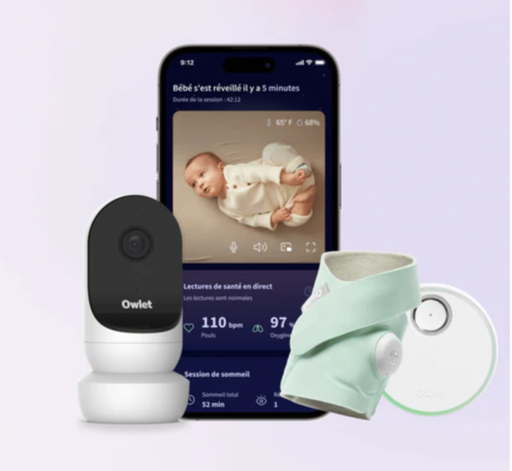 Système de surveillance pour bébé - Owlet - Ensemble Dream Sock + Owlet Cam 2 Menthe
