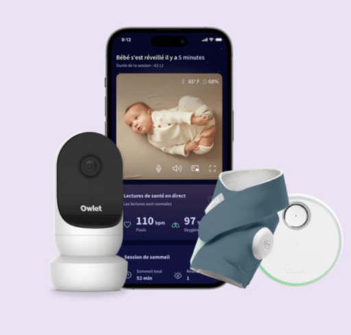 Système de surveillance pour bébé - Owlet - Ensemble Dream Sock + Owlet Cam 2 Bleu Sommeil