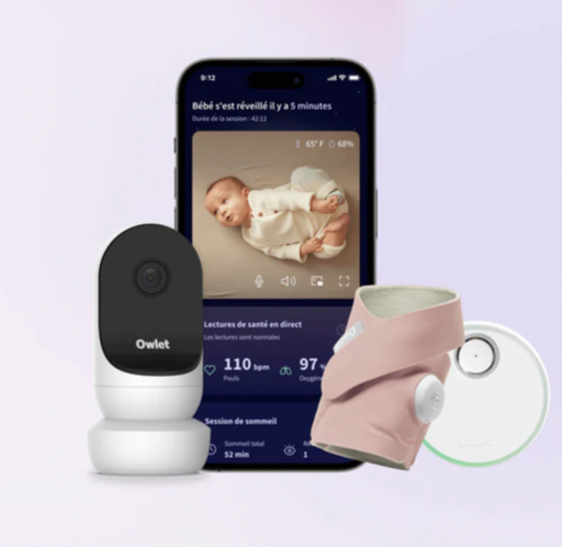 Système de surveillance pour bébé - Owlet - Ensemble Dream Sock + Owlet Cam 2 Rose poudré