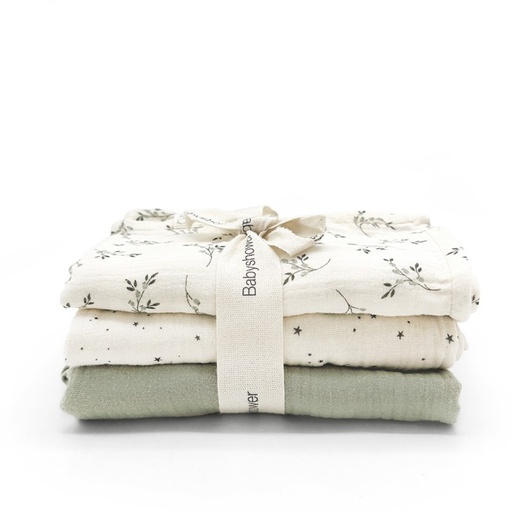 [7427252671629]  Set 3 mini-langes -  Babyshower - Olive bloom
