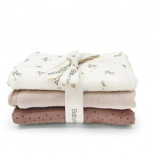 [7427252671643]  Set 3 mini-langes -  Babyshower - Roseberry