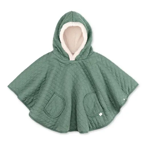 [5420010716138] Poncho de voyage - Bemini -9-36m Green pady quilted + teddy  