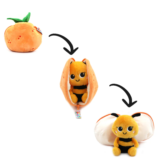 [4895242702227] Peluche - Déglingos - Gadget l'abeille, mandarine 