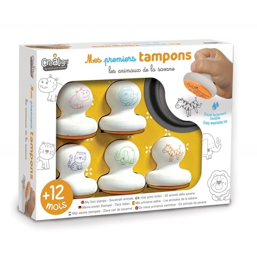[3760119714263] Coffret mes premiers tampons - Créa Lign - animaux de la savane 