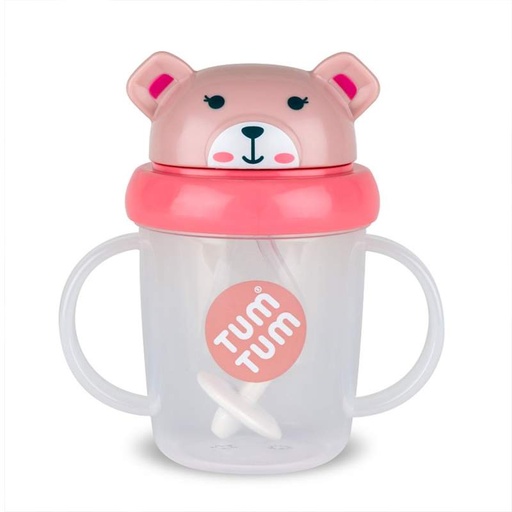 [5060307073546] Tasse d’apprentissage avec paille lestée - Tum Tum - Ourson rose