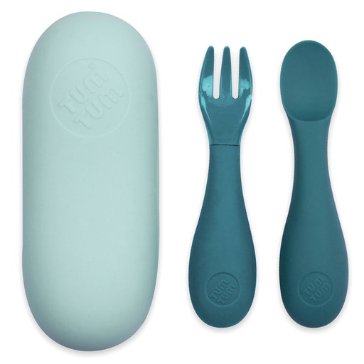 [5060307073089] Set de couverts en silicone - Tum Tum - Bleu