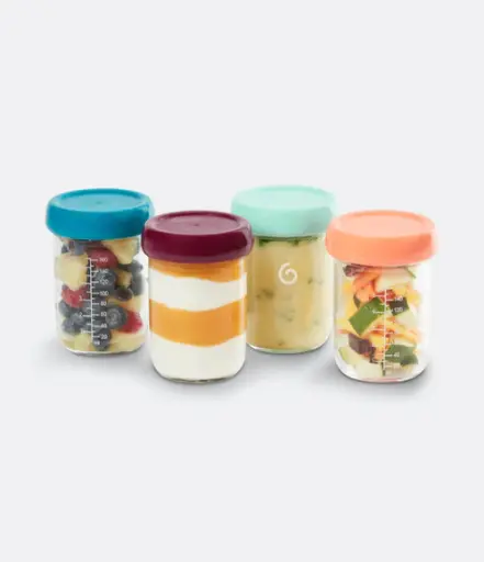 [3661276165113] Pots de conservation en verre - Babymoov - Lot de 4 pots de 220 ml