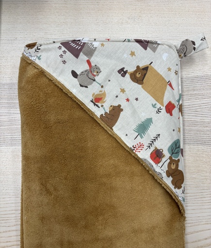 [FC002] Cape de bain - Fleur de coton - Ours campeur 90x90  