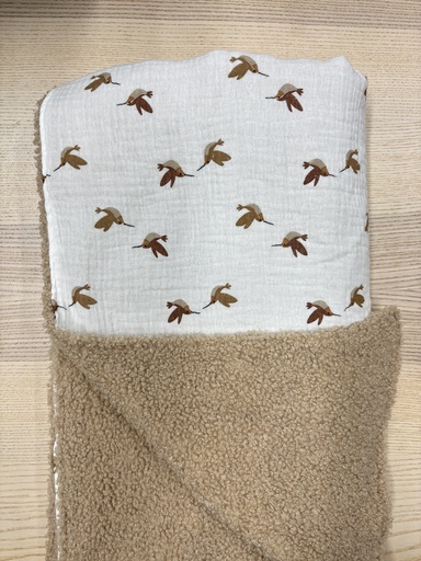 [FC014] Couverture- Fleur de coton - Oiseaux 1mx1m 