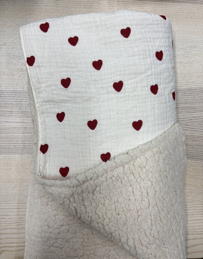 [FC016] Couverture - Fleur de coton - Coeurs 1mx1m  