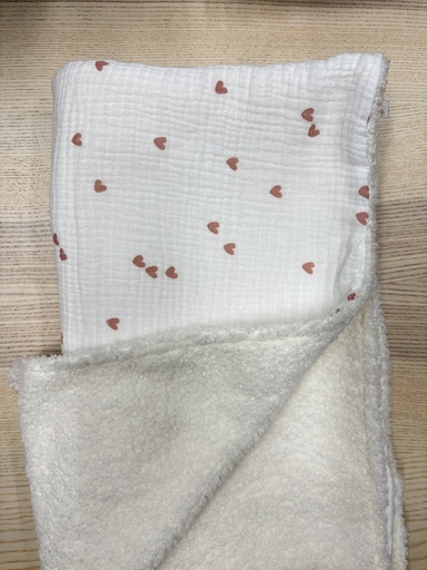 [FC017] Couverture - Fleur de coton - Coeurs 1mx1m  