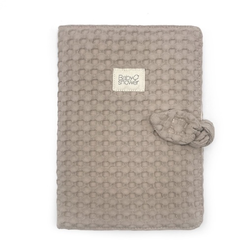 [9506852593567] Protège carnet de santé - Babyshower -  Knot gofre latte