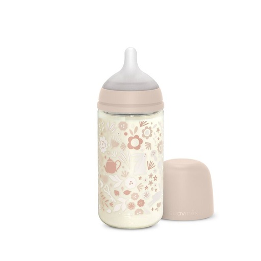 [8426420901222] Biberon verre - Suavinex - 240ml avec tétine SX Pro M Wonderland  