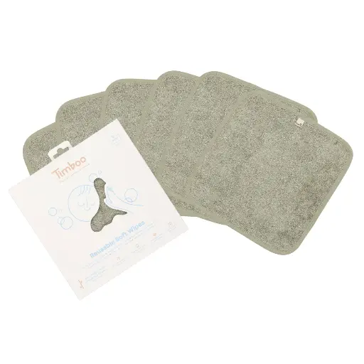 [5414546081693] Lingettes réutilisables (6 lingettes) - Timboo - Whisper green 